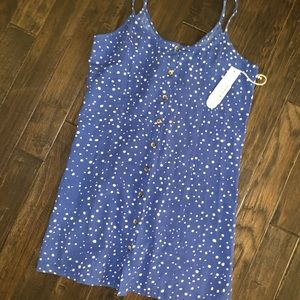 Blue polkadot mini dress